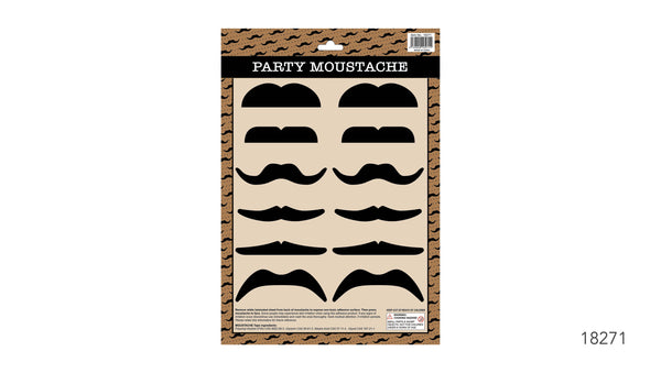 Moustache Set of 12 (Thick Black)